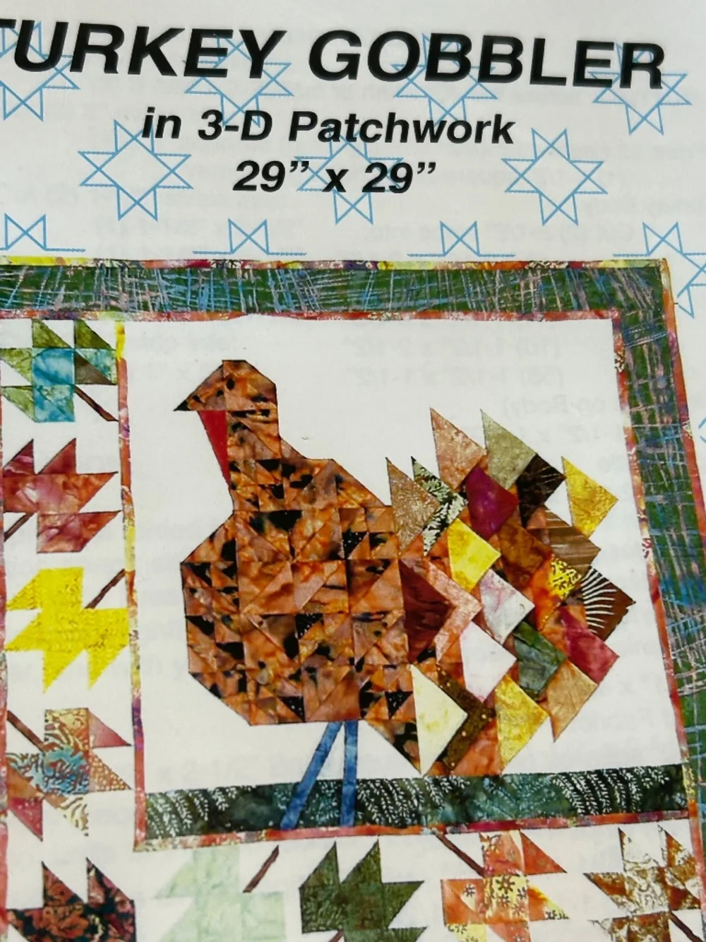 Turkey Gobbler 3D Quilt Kit Finished 29”x29”